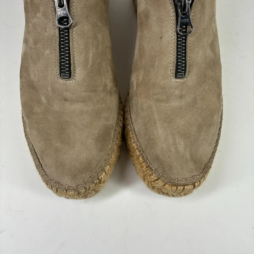 Eric Michael Serena Women's US 8.5–9/39 Taupe Suede Zip Espadrille Platform Shoe